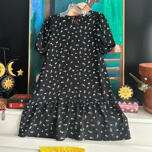 H&M Divided Black Dress with Floral Accents Small